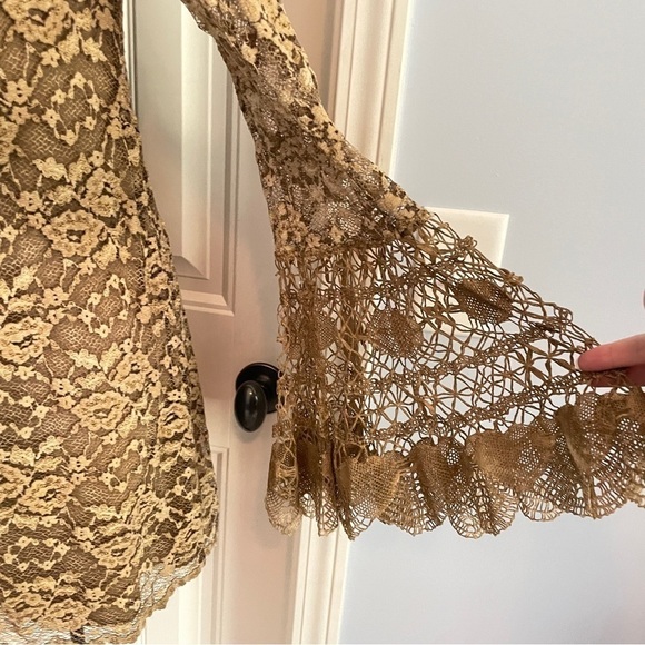 Pat Dahnke Small Floral Lace Mini DRESS Boho Western - Picture 5 of 10